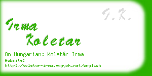 irma koletar business card
